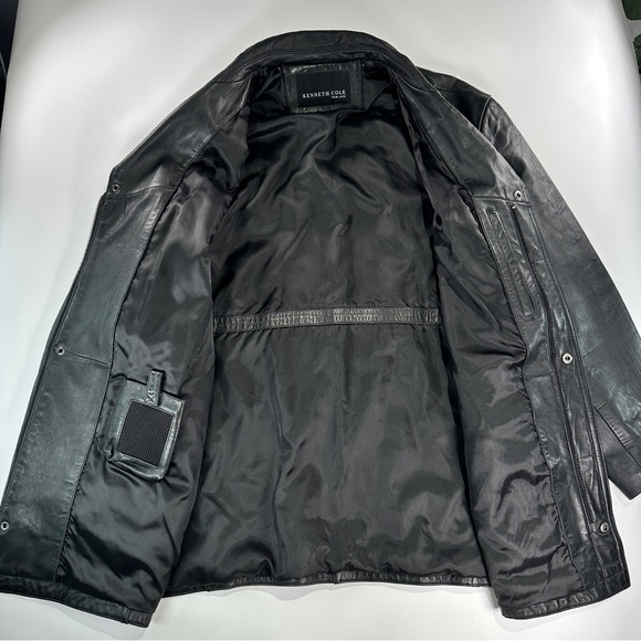 Kenneth Cole Leather Jacket Broken In Black Genuine Leather XL - Picture 12 of 14